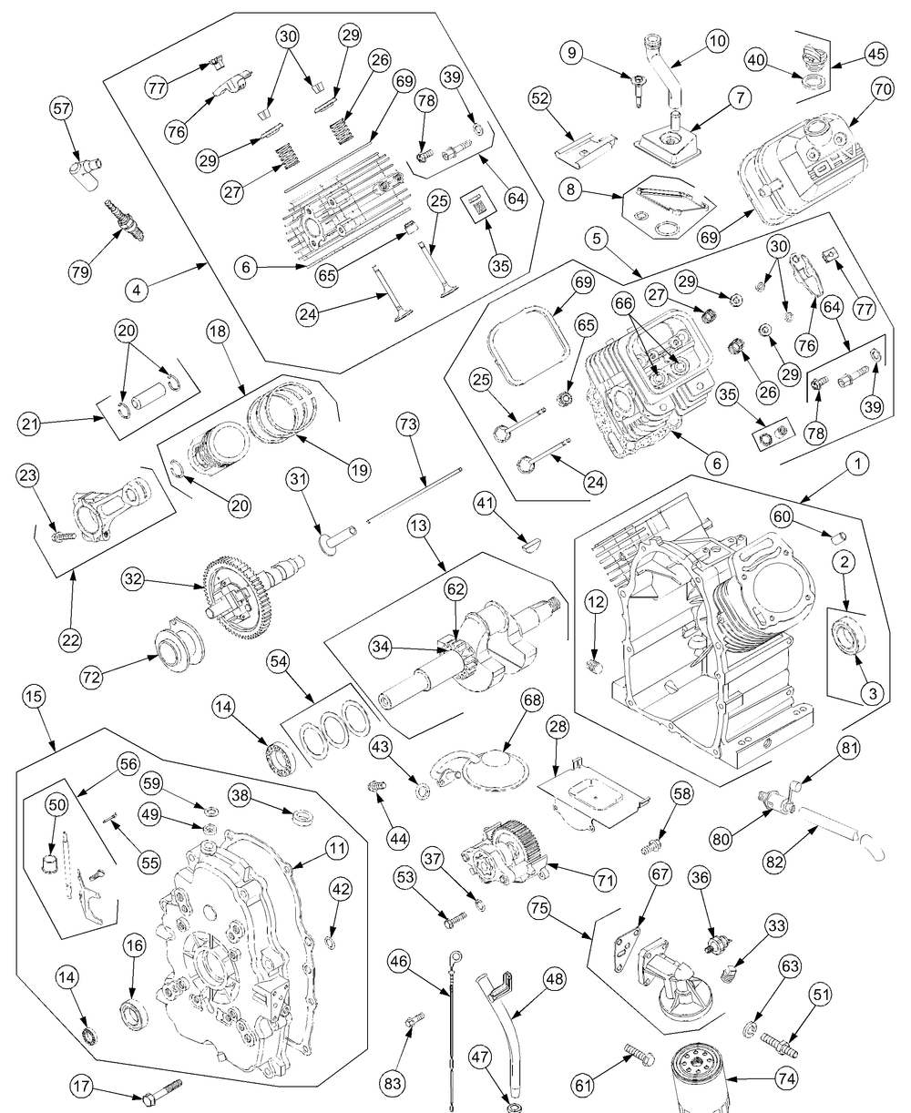 Engine Assembly Diagram and Parts List for LT2180 13A254G710-13A254G712 Cub Cadet Lawn Tractor